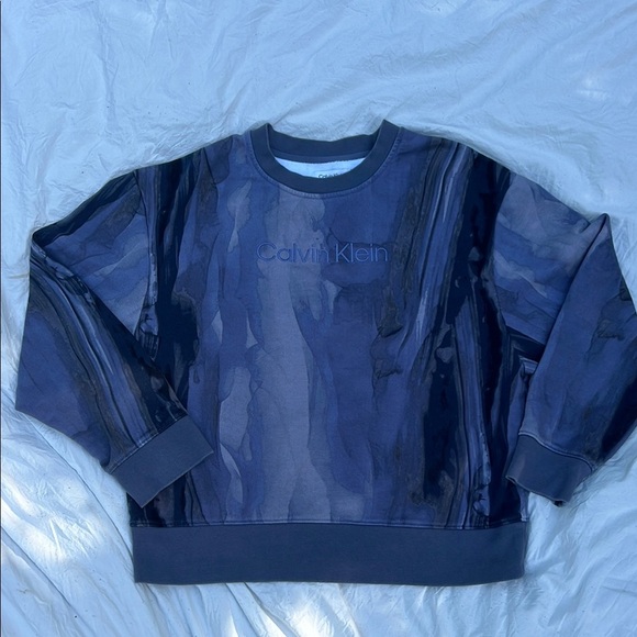 Calvin Klein Sweaters - Calvin Klein Women's Dark Purple/Gray Watercolor Crewneck